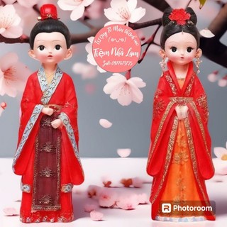Tượng tô màu thạch cao cặp tân lang và tân nương 19cm