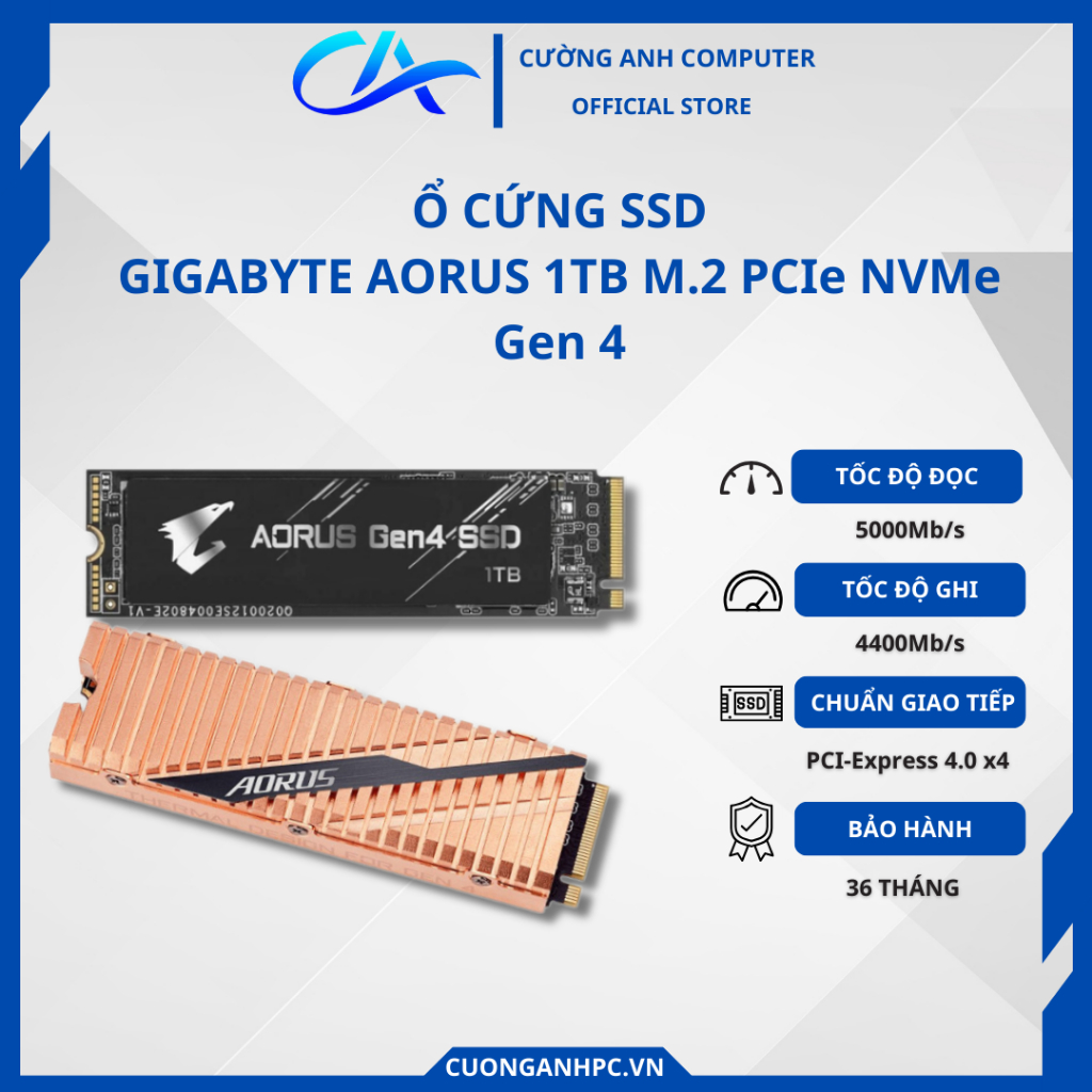 GIGABYTE AORUS 1TB M.2 PCIe NVMe gen 4. Hàng chính hãng tem TLC