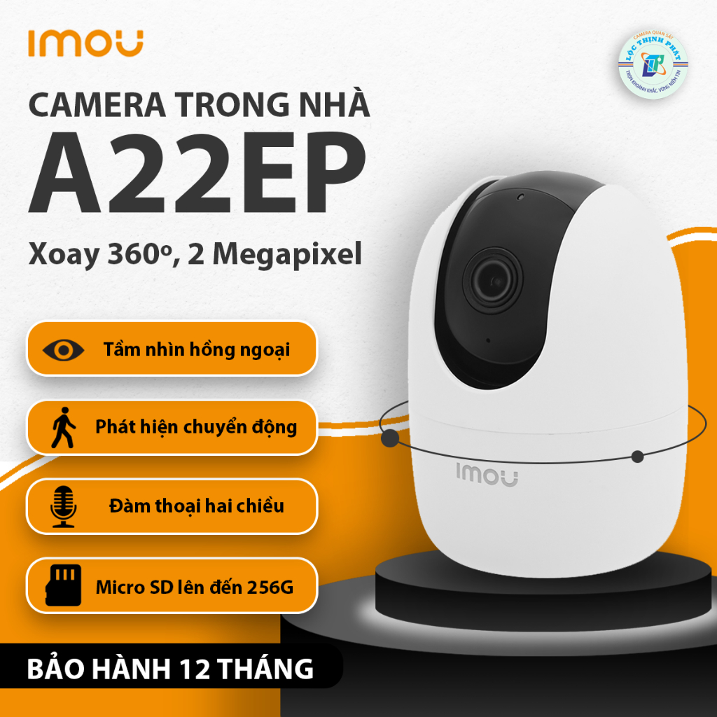 Camera Wifi IMOU A22EP Ranger 2, 2 Megapixel, Trong Nhà, Xoay 360, Chính Hãng - Bảo Hành 12 Tháng.