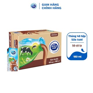 Thùng 48 Hộp Sữa Tươi Tiệt Trùng Dutch Lady Cô Gái Hà Lan Hương Socola (48 x 180ml)