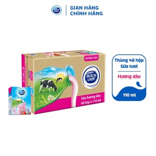 Thùng 48 Hộp Sữa Tươi Tiệt Trùng Dutch Lady Cô Gái Hà Lan Dâu (48 x 110ml)