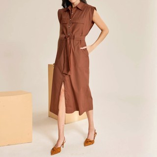 Đầm sơmi t0mmy pocket front belted