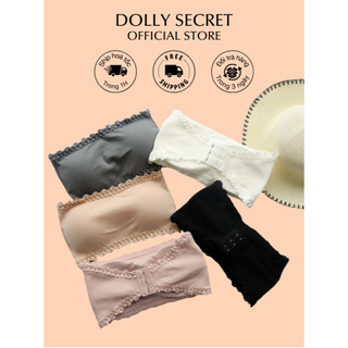 Áo lót nữ không dây DOLLY SECRET  Áo lót len tăm viền ren hoa có 3 nấc cài đệm mỏng không dây chống tuột cao cấp A02