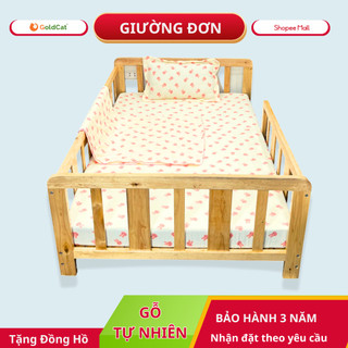 Giường Gỗ GOLDCAT Cho Trẻ Từ 2-15 Tuổi Phong Cách Hàn Quốc, Trọng Tải Tối Đa 180kg, Gỗ Quế An Toàn
