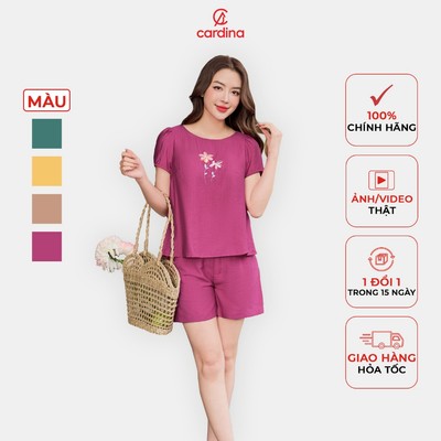 Đồ bộ nữ CARDINA chất liệu đũi bamboo kiểu áo classic cổ tròn thoáng mát trẻ trung nhẹ nhàng 4BDN01