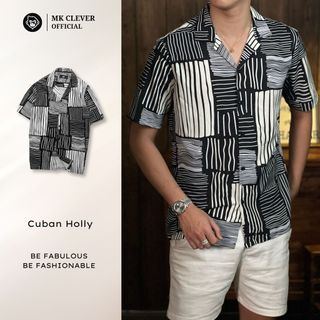 Áo Sơ Mi Cuban nam Holly Ngắn Tay MK CLEVER Chất liệu lụa mềm mịn, thoáng mát, chống nhăn, form rộng mặc hằng ngày
