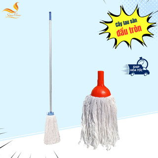 Cây lau nhà đầu tròn, cây lau công nghiệp vắt tay, vắt giỏ, gậy inox củ sợi 100% cotton