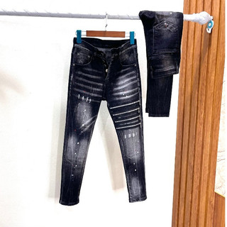 Quần jeans đê quyy may 4 khóa kéo màu xanh,đen ống ôm chất liệu bò co giãn form slimfit -AHFASHION
