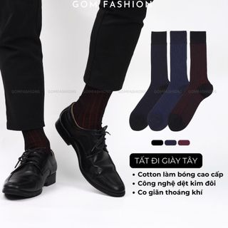 Hộp 3 đôi vớ nam công sở GOMTAT, chất liệu cotton cao cấp, hút ẩm thoáng khí, khử mùi êm chân - IHE-2202-CB3