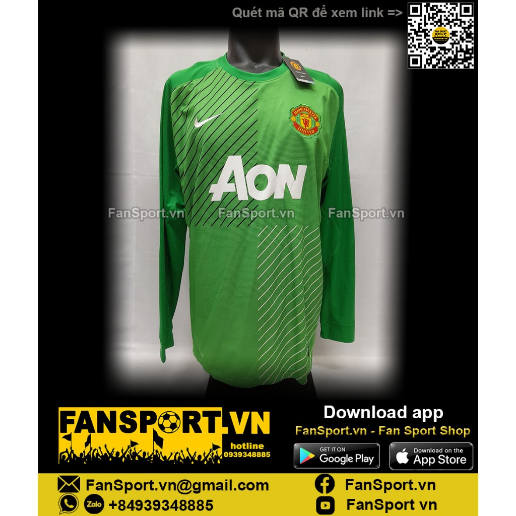 Áo đấu thủ môn bóng đá GK Manchester United 2013-2014 home goalkeeper shirt jersey 545745 BNWT M XL chính hãng
