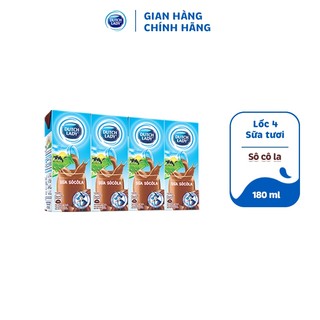 Lốc sữa tươi tiệt trùng Dutch Lady Fresh hương socola 4x180ml