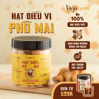 Hạt điều vị phô mai Vigonuts nguyên hạt cao cấp thơm ngon ăn vặt không béo lợi tuần hoàn Hộp 500g