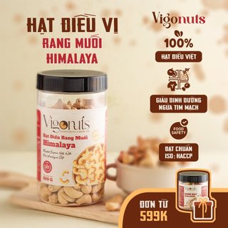 Hạt điều rang muối Himalaya Vigonuts nguyên hạt ăn kiêng không ngán Hộp 500g