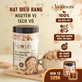Hạt điều rang sấy hữu cơ nguyên vị VIGONUTS Organic hỗ trợ giảm cân Hộp 500gram