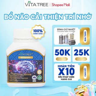 Bổ não Vitatree Mega Ginkgo 9500mg Max giúp tuần hoàn máu não, tăng cường trí nhớ, giảm căng thẳng 60 viên