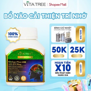 Bổ não Vitatree Ginkgo Plus 6000 With Q10 50mg 60 viên cải thiện trí nhớ, tập trung