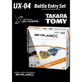 [Beyblade X – Takara Tomy] UX-04 Sàn đấu + 2 Con quay + 2 Tay phóng. Battle Entry Set. Beyblade chính hãng Nhật Bản.