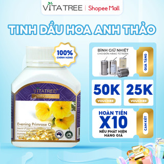 Tinh dầu hoa anh thảo VITATREE Evening Primrose Oil 1000 cân bằng nội tiết tố, giúp đẹp tóc, da, móng 100 viên