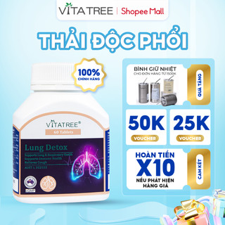 Bổ phổi Vitatree Lung Detox viên uống thải độc phổi thanh lọc đường hô hấp 60 viên