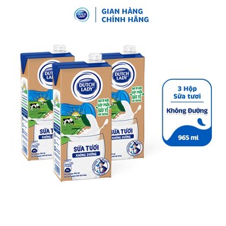 Combo 3 hộp sữa tươi tiệt trùng dutch lady cô gái hà lan không đường 965ml/hộp