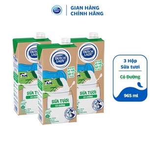 Combo 3 hộp sữa tươi tiệt trùng dutch lady cô gái hà lan có đường 965ml/hộp