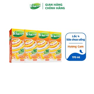 Lốc Sữa Chua Lên Men Tự Nhiên Yomost Hương Cam 4x170ml