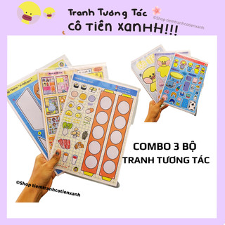Combo 3 Tranh Cô Tiên Xanh, tặng bìa lá, gắp stiker