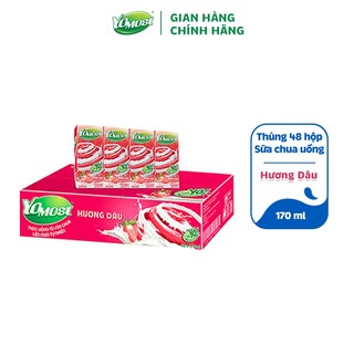 Thùng 48 Hộp Sữa Chua Lên Men Tự Nhiên Yomost Vị Dâu (170ml/Hộp)
