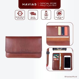 MOMO HAVIAS ví dài thông minh đựng vừa điện thoại da bò thật 100% nhập khẩu