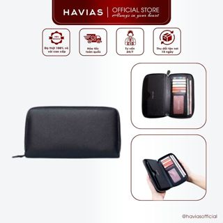 BOX HAVIAS ví dài da bò Saffiano Ý Premium nhập khẩu thật 100%