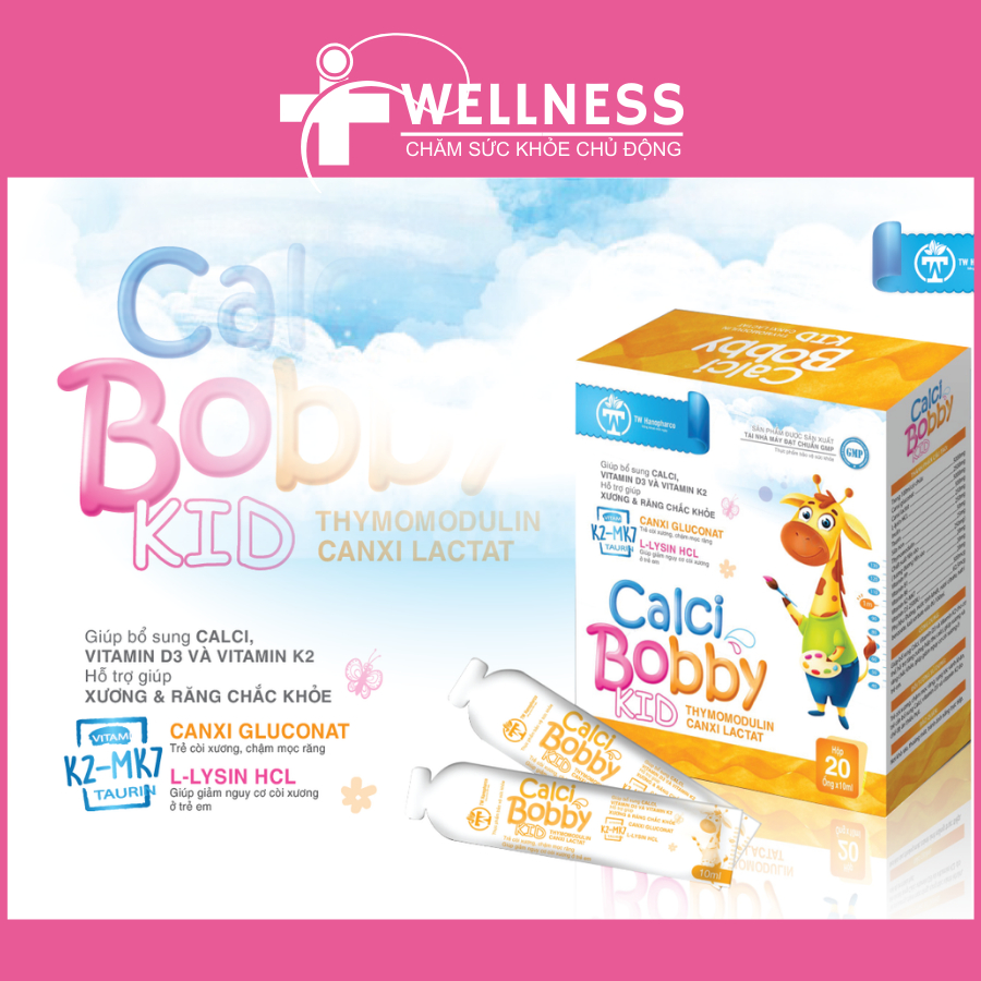 COMBO Cao: 3 Canxi hữu cơ cho bé CANXI BOBBY TW và 3 Kẽm ZIN C BOBBY KID TW Hanopharco