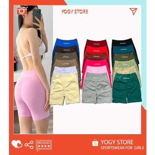 Quần đùi thể thao gym yoga nữ Alphalete chất dệt kim dày dặn, chun mông.