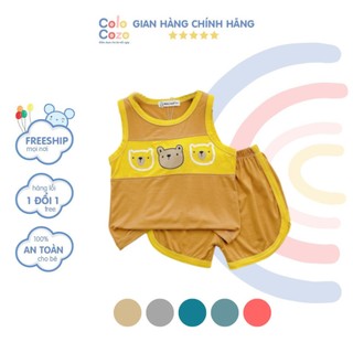 Bộ hè ba lỗ chất thun lạnh mặc nhà cho bé trai bé gái đồ bộ ba lỗ sát nách cho bé 8-18kg colo cozo ba lỗ phối ngực