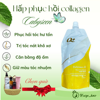 Kem ủ tóc collagen Cabyseen Q+ , hấp phục hồi hư tổn giúp tóc mềm mượt hết khô xơ chẻ ngọn 500ml