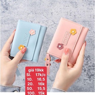Ví nữ gấp gọn đính hoa