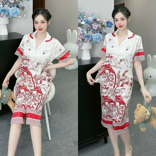 Đồ bộ lửng nữ ANH MỸ pijama mặc nhà , đồ ngủ nữ lụa xước cao cấp  bigsize SP0312
