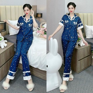 Đồ bộ nữ ANH MỸ pijama mặc nhà , đồ ngủ nữ lụa xước cao cấp tay ngắn quần dài  bigsize SP0313