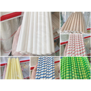20/50 Ống hút giấy phi 12 ống lớn hút trân châu