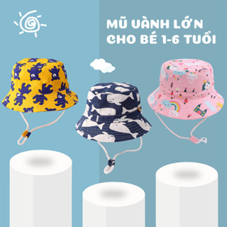 Mũ cho bé trai bé gái 1989KIDS vành bucket phù hợp trẻ em từ 1 đến 6 tuổi vòm 50-54cm,chất liệu cotton thấm hút mồ tốt