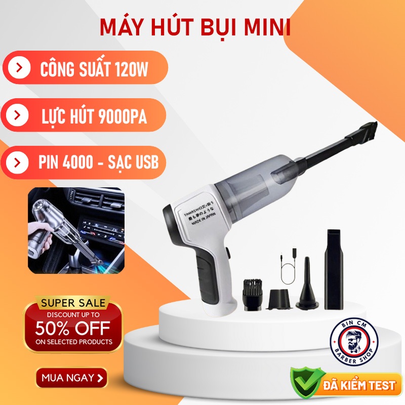 Máy hút bụi cầm tay mini Tamashio - Máy hút bụi mini không dây đa năng, Hút bụi ô tô lông thú cưng, Máy thổi bụi mini