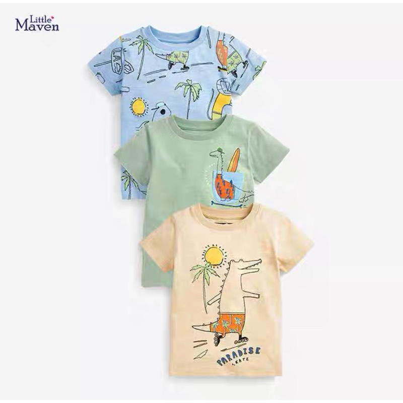 Set 3 áo cộc khủng long mặc quần bé trai