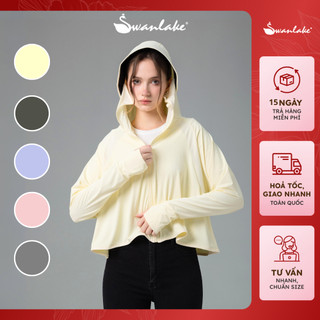  - Áo Khoác Nữ Chống Nắng Tia UV Dáng Lửng Chất Thun Lạnh Mát Kèm Mũ Rộng Vành Freesize Swanlake - C10019
