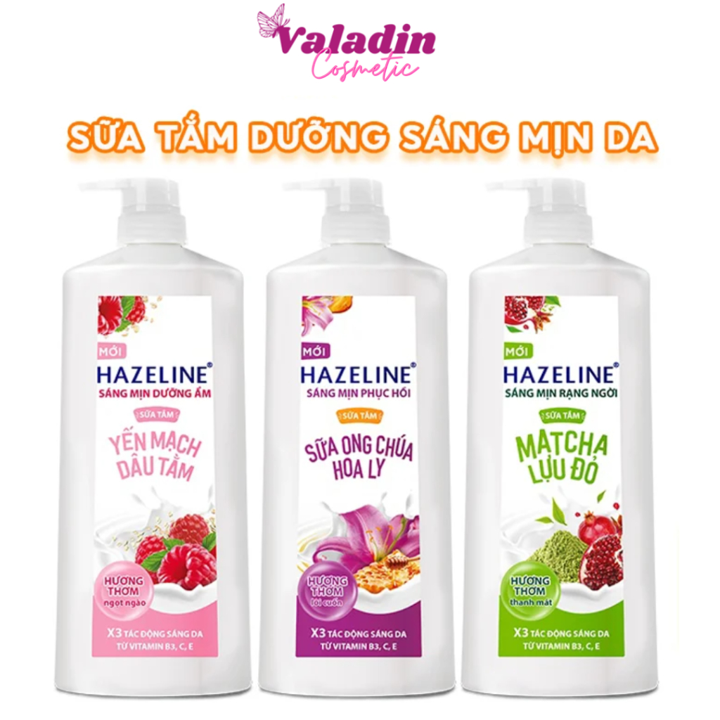 Sữa tắm nữ HAZELINE Matcha Lựu Đỏ 1KG (Xanh Lá) /Sữa tắm trắng da HAZELINE Yến Mạch Dâu Tằm 1KG  (Hồ