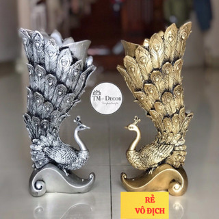 Bình cắm lông công phong thủy, cắm hoa khô hình chim công TM Decor