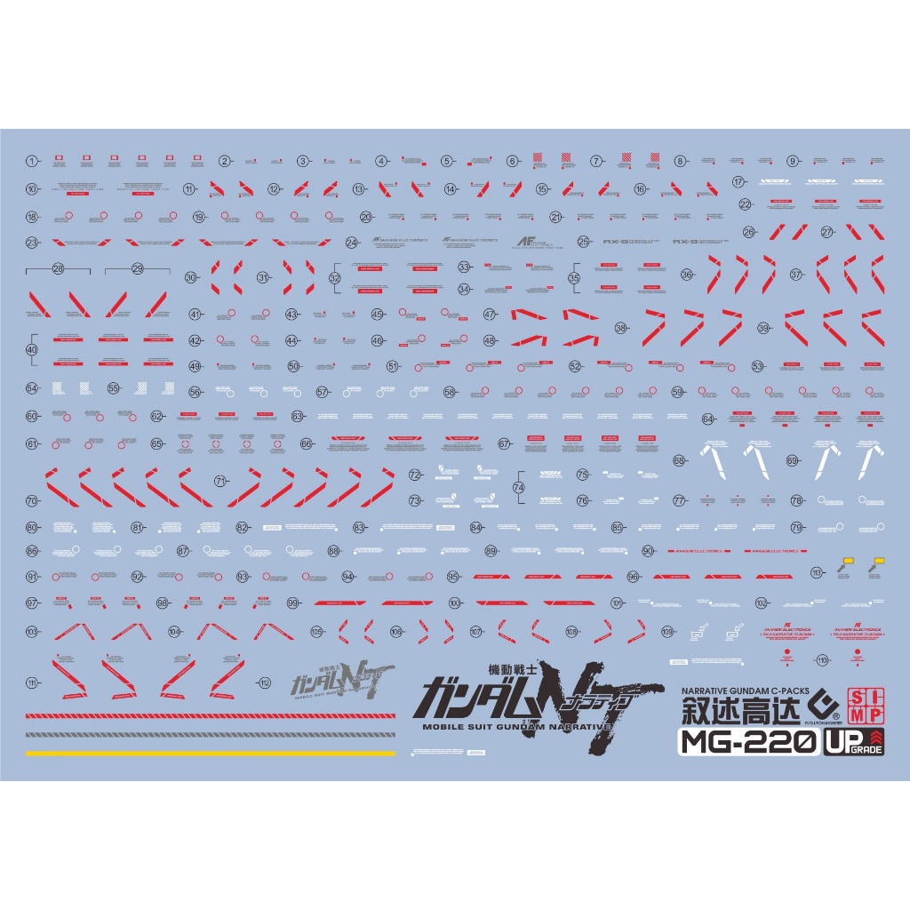 Đề can - Decal nước mô hình lắp ráp MG Narrative C-Pack Ver.Ka / B-Pack ver.Ka