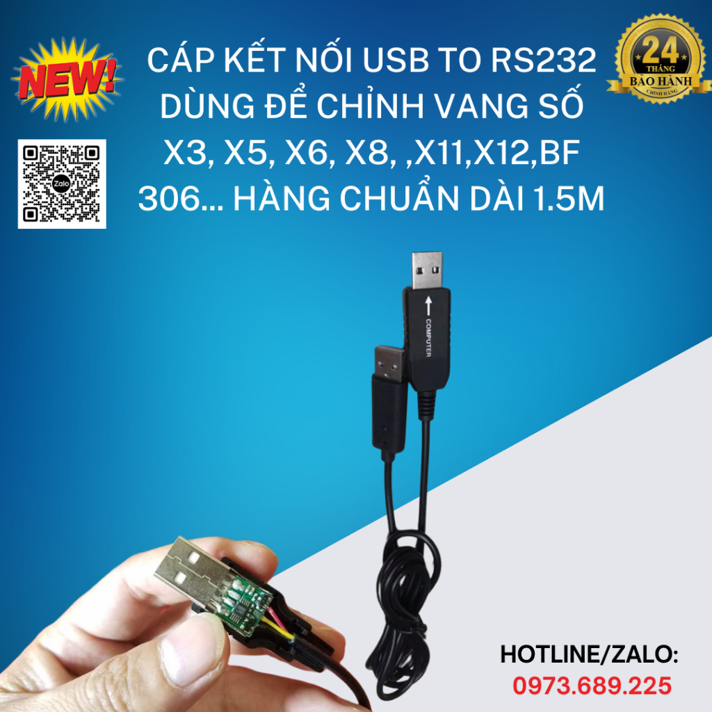 CÁP KẾT NỐI USB TO RS232 DÙNG ĐỂ CHỈNH VANG SỐ X3, X5, X6, X8, ,X11,X12,BF... Hàng chuẩn dài 1.5m