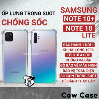 Ốp lưng Samsung Note 10 Lite, Plus chống sốc silicon dẻo trong | Vỏ điện thoại SS galaxy bảo vệ camera toàn diện Cowcase