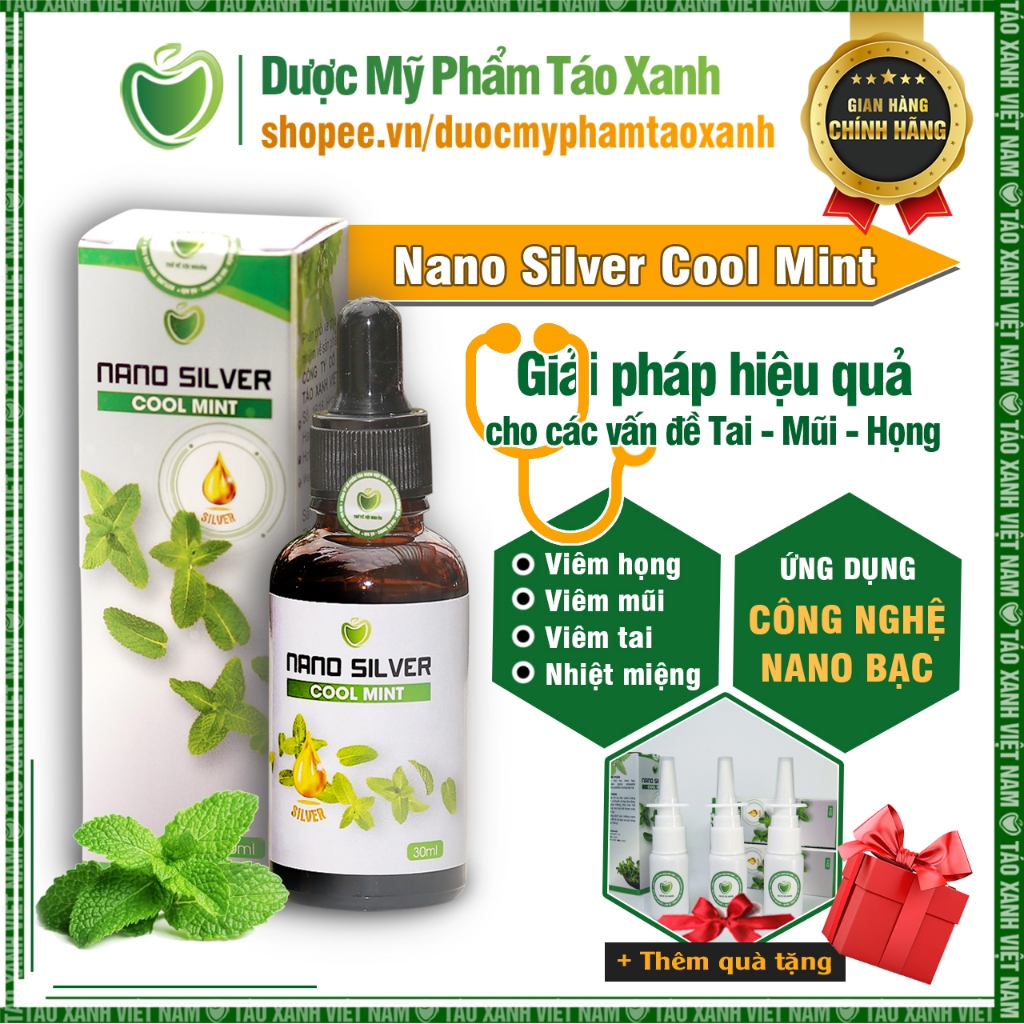   TẶNG KÈM VỎ XỊT  Nước súc miệng nano bạc NANO SILVER COOL MINT  - Sát khuẩn Tai Mũi Họng 
