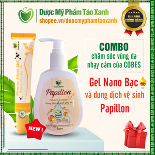  COMBO Gel nano bạc phụ khoa và Dung dịch vệ sinh phụ nữ Papillon Táo Xanh 