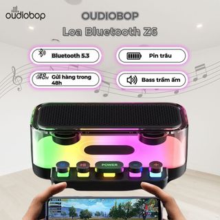 Loa Bluetooth OUDIOBOP Z6 bass cực mạnh, âm thanh sống động, đèn led siêu đẹp, thiết kế nhỏ gọn pin cực tốt